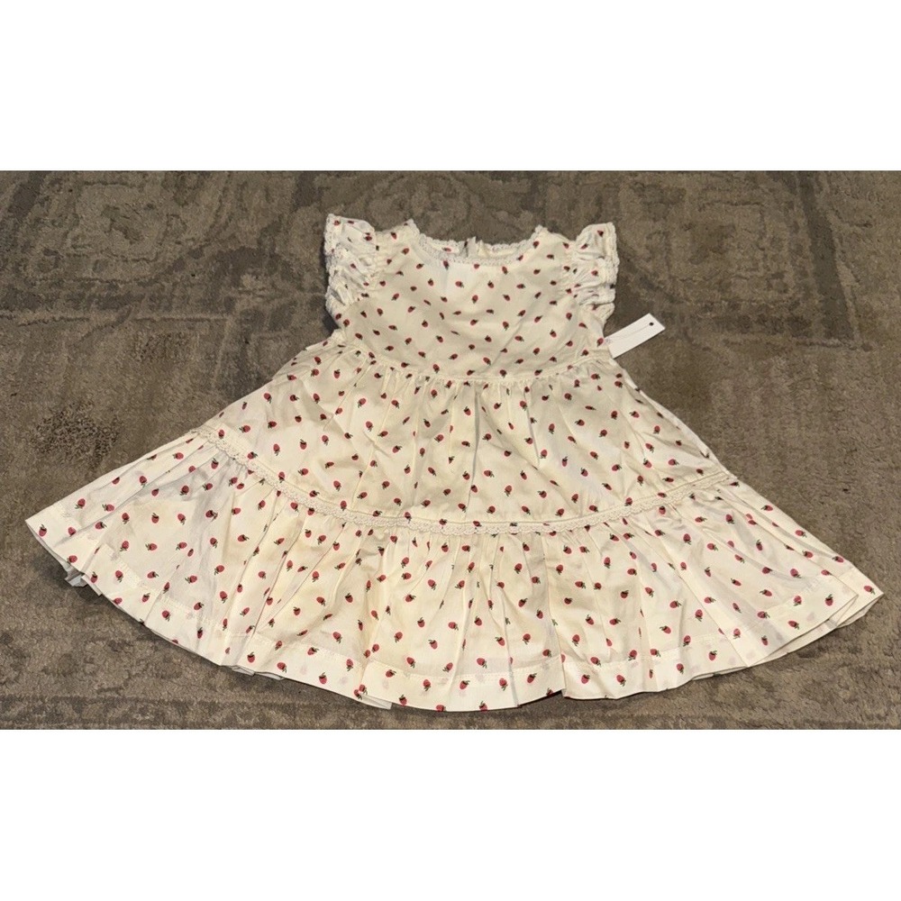 Amazon Sofia Grange Girls Sz 2T 2 toddler Ivory Strawberry Pattern Summer Dress